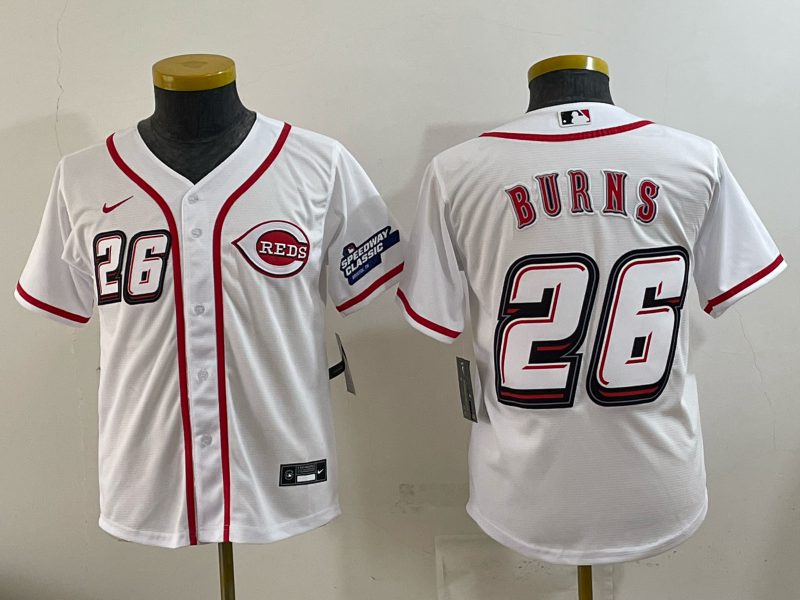 Youth Cincinnati Reds #26 Durns white Nike MLB 2025 Jersey 01